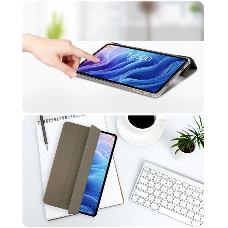 For Teclast T60 3-Fold Holder Folio Leather Tablet Smart Case(Grey) by TECLAST