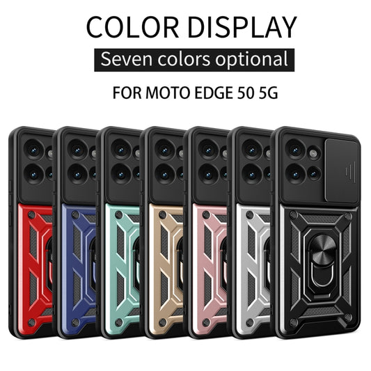For Motorola Edge 50 5G Sliding Camera Cover Design TPU+PC Phone Case(Black) by bashfashion