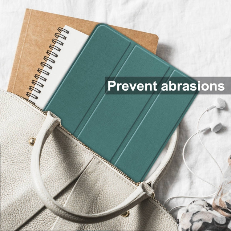 For Samsung Galaxy Tab S10 Ultra / S9 Ultra Custer Pure Color 3-Fold Holder Smart Leather Tablet Case(Dark Green) by bashfashion