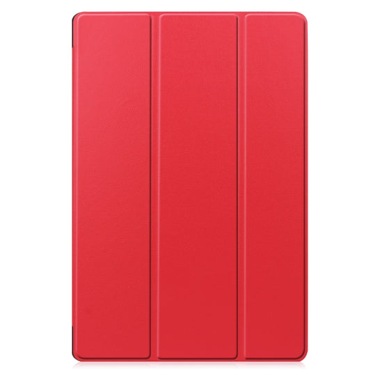 For Samsung Galaxy Tab S9 FE+ / S10+ Custer Pure Color 3-Fold Holder Smart Leather Tablet Case(Red) by bashfashion