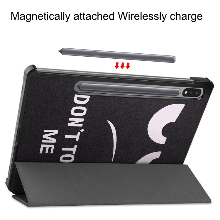 For Samsung Galaxy Tab S9 Custer Painted 3-Fold Holder Smart Leather Tablet Case(Big Eye Me) by bashfashion