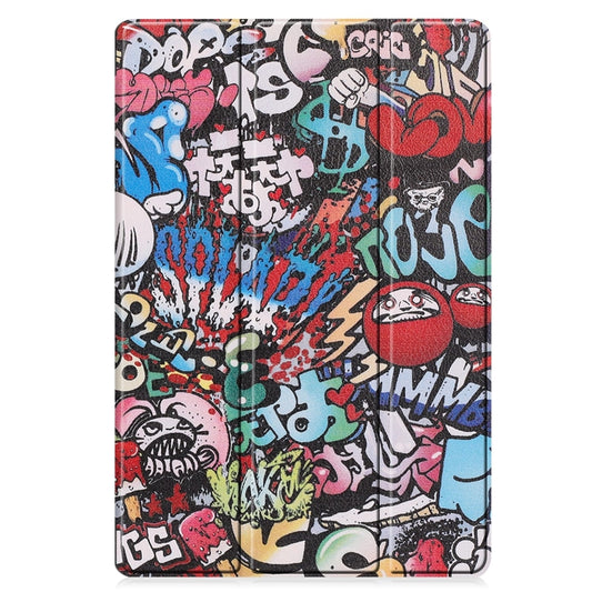 For Samsung Galaxy Tab S9 FE+ / S10+ Custer Painted 3-Fold Holder Smart Leather Tablet Case(Graffiti) by bashfashion