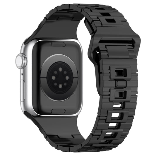 For Apple Watch Ultra 49mm Square Buckle Armor Style Silicone Watch Band(Plating Titanium Black) by bashfashion