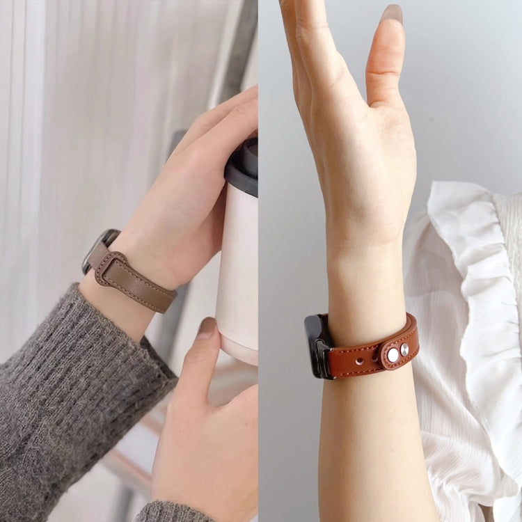 For Fitbit Charge 5 PU Leather Replacement Watch Band(Brown) by bashfashion