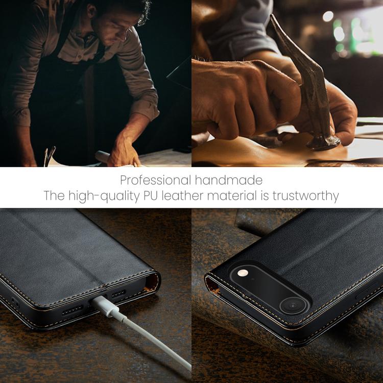 For iPhone Air Fierre Shann PU Genuine Leather Texture Phone Case(Black) by FIERRE SHANN