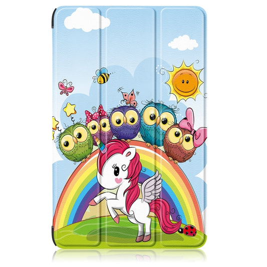For Honor Pad X9 / X8 Pro 11.5 Coloured Drawing 3-Fold Holder Leather Tablet Case(White Unicorn) by bashfashion