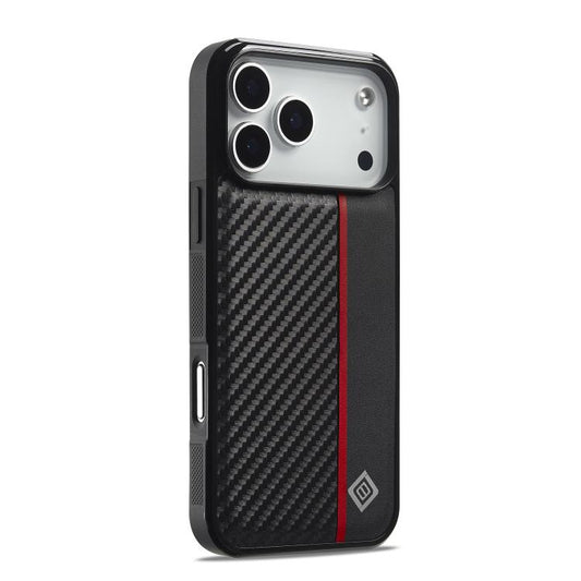 For iPhone 17 Pro Max LC.IMEEKE 3 in 1 Carbon Fiber Texture Shockproof Phone Case(Black) by LC.IMEEKE