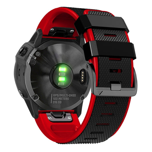 For Garmin Fenix 7 Pro 26mm Screw Buckle Diamond Texture Two Color Silicone Watch Band(Black+Red) by bashfashion
