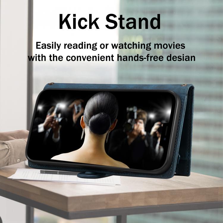 For iPhone 16e ESEBLE Retro Frosted RFID Flip Leather Phone Case(Dark Green) by ESEBLE