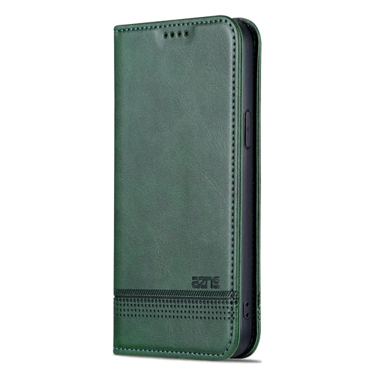 For iPhone 15 Plus AZNS Magnetic Calf Texture Leather Phone Case(Dark Green) by AZNS