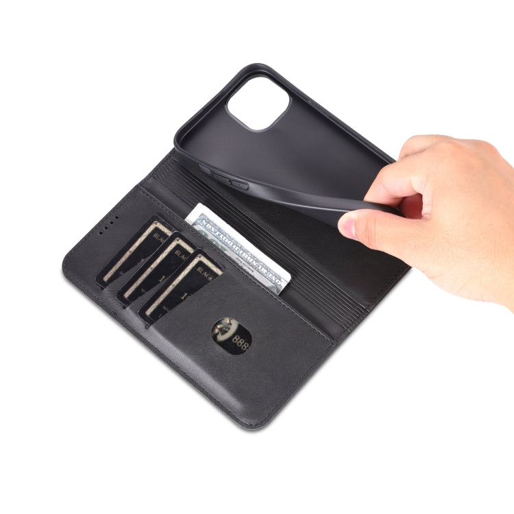 For iPhone 15 Plus AZNS Magnetic Calf Texture Leather Phone Case(Black) by AZNS
