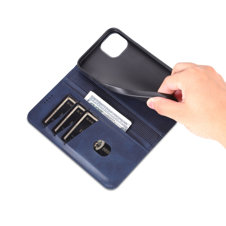 For iPhone 15 AZNS Magnetic Calf Texture Leather Phone Case(Dark Blu) by AZNS