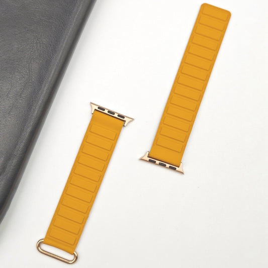 For Apple Watch Series 2 42mm Reverse Buckle Magnetic Silicone Watch Band(Rose Buckle Poppy Brown) by bashfashion