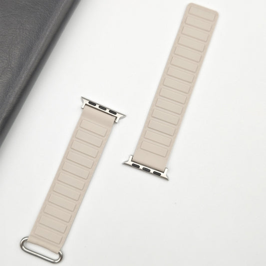 For Apple Watch 42mm Reverse Buckle Magnetic Silicone Watch Band(Silver Buckle Starlight) by bashfashion