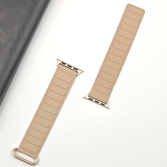 For Apple Watch SE 2023 40mm Reverse Buckle Magnetic Silicone Watch Band(Rose Buckle Milk Grey) by bashfashion