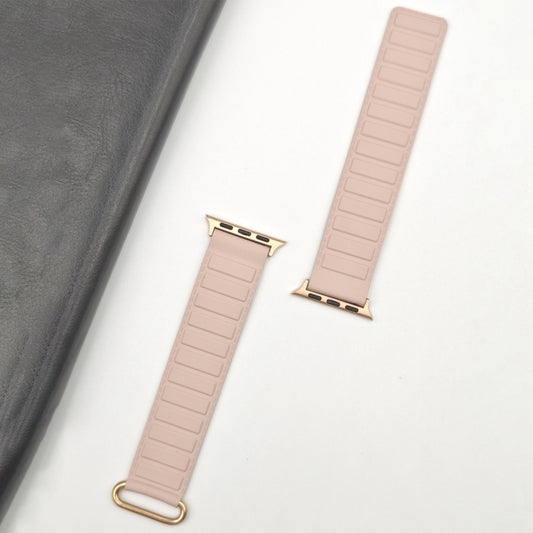 For Apple Watch SE 2023 40mm Reverse Buckle Magnetic Silicone Watch Band(Rose Buckle Pink) by bashfashion