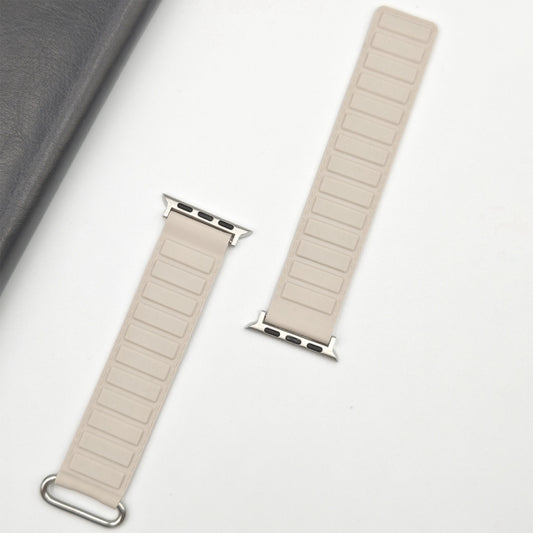 For Apple Watch Series 10 42mm Reverse Buckle Magnetic Silicone Watch Band(Silver Buckle Starlight) by bashfashion