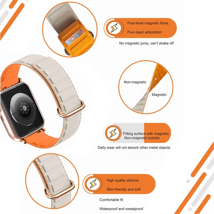 For Apple Watch 42mm Reverse Buckle Magnetic Silicone Watch Band(Black Buckle Black Brown) by bashfashion