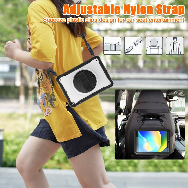 For iPad 10.2 2021 / 2020 / 2019 Heavy Duty Hybrid Tablet Case with Hand Grip & Strap(Black) by bashfashion