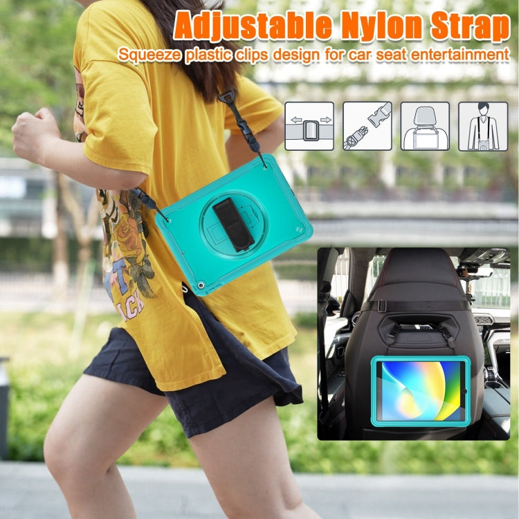 For iPad 10.2 2021 / 2020 / 2019 Heavy Duty Hybrid Tablet Case with Hand Grip & Strap(Light Blue) by bashfashion