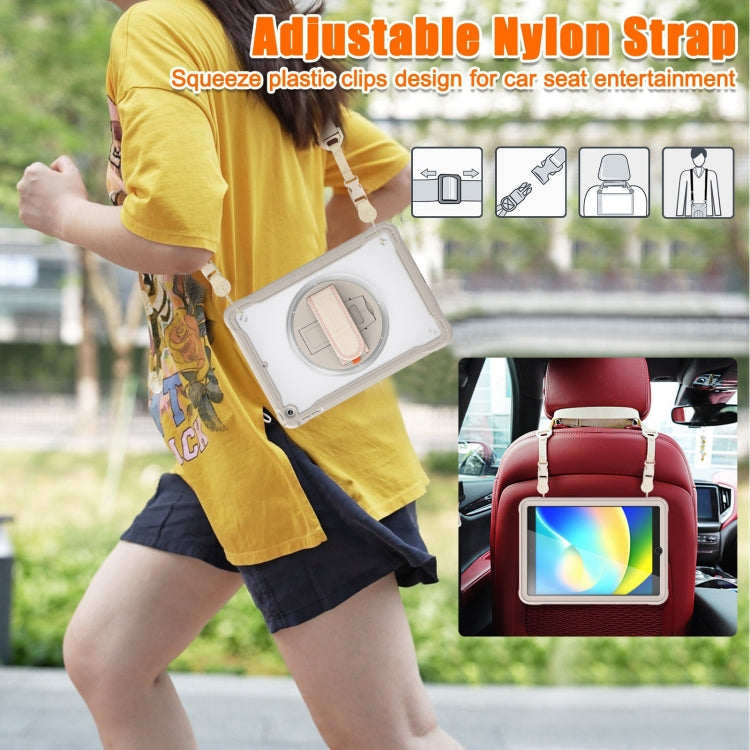 For iPad 10.2 2021 / 2020 / 2019 Heavy Duty Hybrid Tablet Case with Hand Grip & Strap(Khaki) by bashfashion
