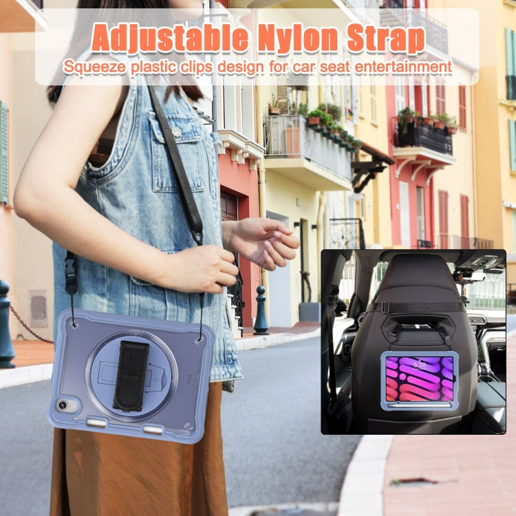 For iPad mini 6 / mini 2024 Heavy Duty Hybrid Tablet Case with Hand Grip & Strap(Lavender Grey) by bashfashion