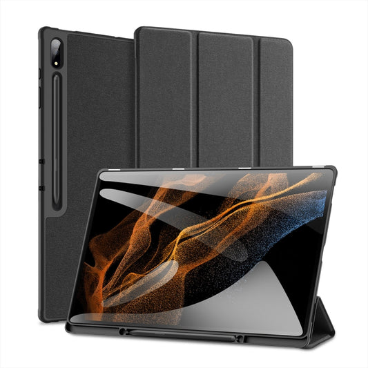 For Samsung Galaxy Tab S10 Ultra / S9 Ultra DUX DUCIS Domo Series Cloth Texture Magnetic Leather Tablet Case(Black) by DUX DUCIS