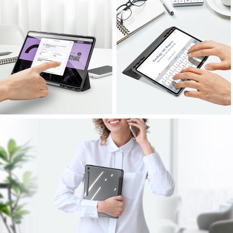 For Samsung Galaxy Tab S10 FE+ DUX DUCIS TOBY Series Antiskid Leather Tablet Case with Sleep / Wake-up Function(Black) by DUX DUCIS