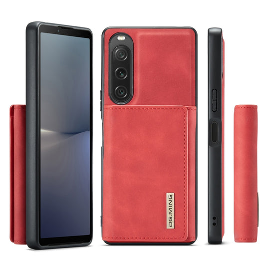 For Sony Xperia 10 V DG.MING M1 Series 3-Fold Multi Card Wallet + Magnetic Phone Case(Red) by DG.MING