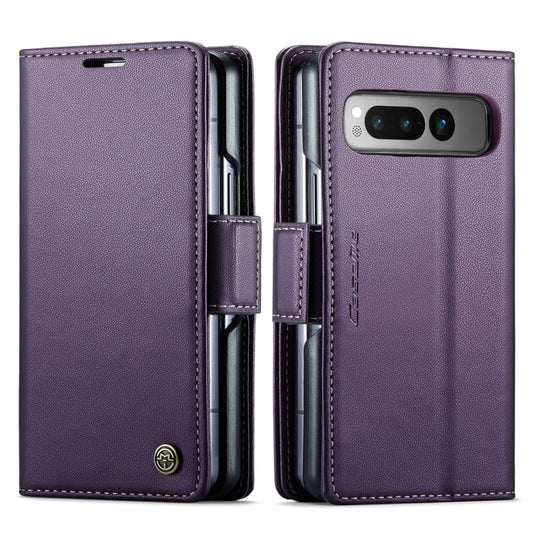For Google Pixel Fold CaseMe 023 Butterfly Buckle Litchi Texture RFID Anti-theft Leather Phone Case(Pearly Purple) by CaseMe