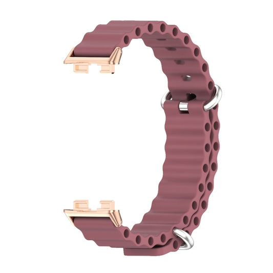 For Huawei Band 8 / 9 / 10 Mijobs Marine Silicone Breathable Watch Band(Wine Red+Rose Gold) by MIJOBS