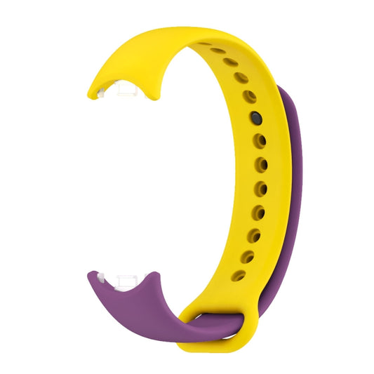 For Xiaomi Mi Band 8 Mijobs Dual Color Silicone Watch Band(Purple+Yellow) by MIJOBS