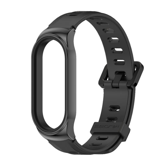 For Xiaomi Mi Band 8 Mijobs CS Case Flat Hole Silicone Watch Band(Black) by MIJOBS