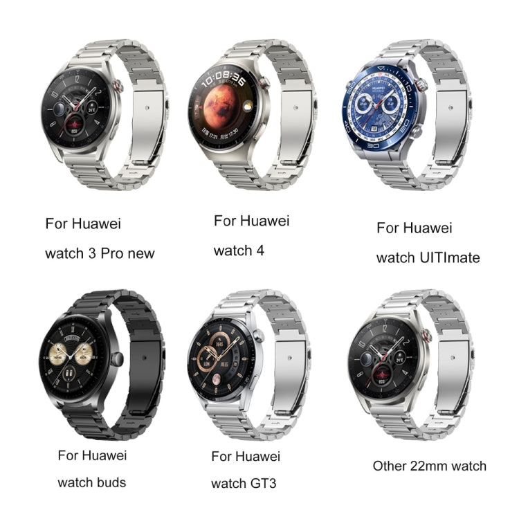 22mm Three Strains Jump Buckle Titanium Metal Watch Band(Silver) by bashfashion