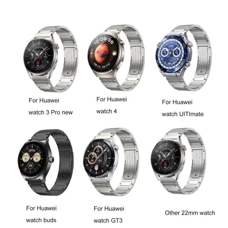 22mm Three Strains Uplift HW Buckle Titanium Metal Watch Band(Silver) by bashfashion