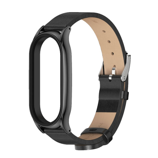 For Xiaomi Mi Band 8 Mijobs Plus Case Microfiber PU Leather Watch Band(Black) by MIJOBS