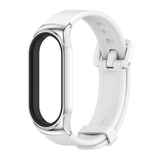 For Xiaomi Mi Band 8 Mijobs CS Case Silicone Watch Band(White Silver) by MIJOBS