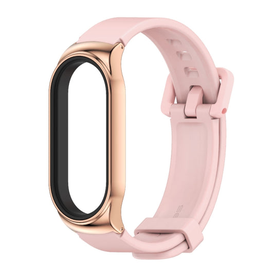 For Xiaomi Mi Band 8 Mijobs CS Case Silicone Watch Band(Pink Rose Gold) by MIJOBS