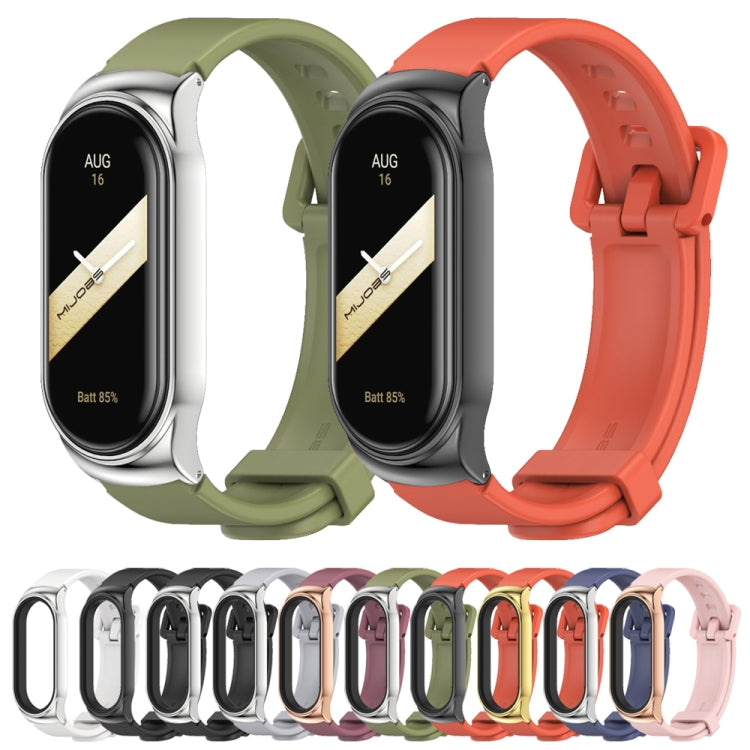 For Xiaomi Mi Band 8 Mijobs CS Case Silicone Watch Band(Pink Rose Gold) by MIJOBS