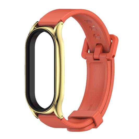 For Xiaomi Mi Band 8 Mijobs Plus Case Silicone Watch Band(Orange Gold) by MIJOBS