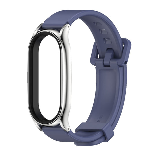 For Xiaomi Mi Band 8 Mijobs Plus Case Silicone Watch Band(Midnight Blue Silver) by MIJOBS