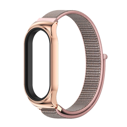 For Xiaomi Mi Band 8 Mijobs CS Case Breathable Nylon Loop Watch Band(Pink Rose Gold) by MIJOBS
