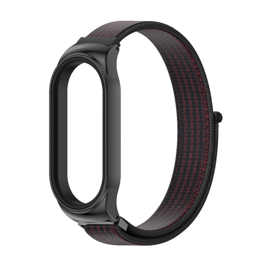 For Xiaomi Mi Band 8 Mijobs CS Case Breathable Nylon Loop Watch Band(Black Red) by MIJOBS