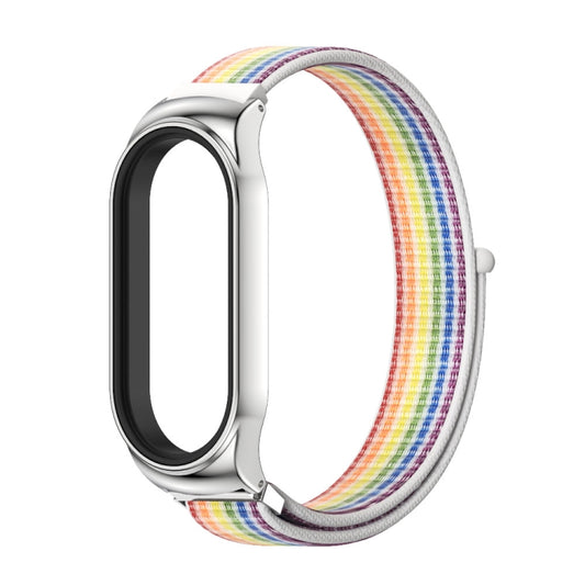 For Xiaomi Mi Band 8 Mijobs CS Case Breathable Nylon Loop Watch Band(Colorful Silver) by MIJOBS