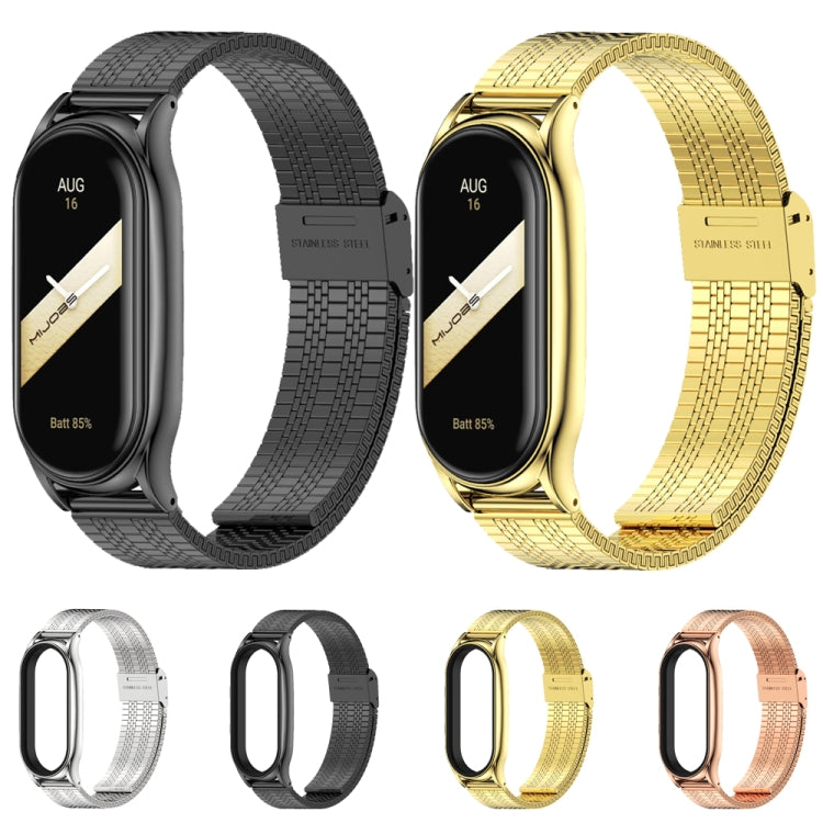 For Xiaomi Mi Band 8 Mijobs Plus Case Metal Watch Band(Black) by MIJOBS