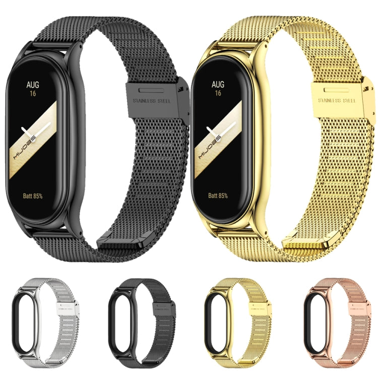 For Xiaomi Mi Band 8 Mijobs Plus Case Milan Buckle Metal Watch Band(Black) by MIJOBS