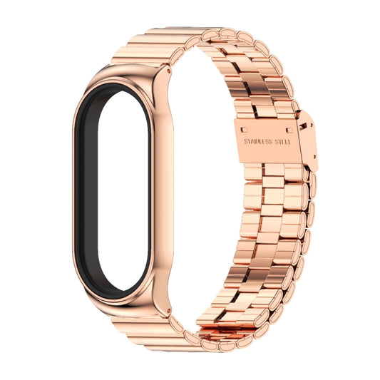 For Xiaomi Mi Band 8 Mijobs CS Case Bamboo Buckle Metal Watch Band(Rose Gold) by MIJOBS
