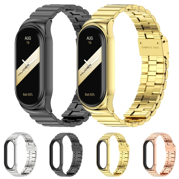 For Xiaomi Mi Band 8 Mijobs CS Case Bamboo Buckle Metal Watch Band(Black) by MIJOBS