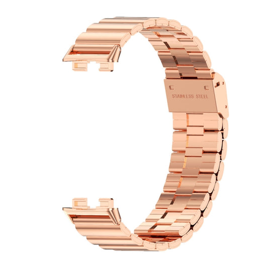 For Huawei Band 8 / 9 / 10 Mijobs Bamboo Buckle Stainless Steel Watch Band(Rose Gold) by MIJOBS
