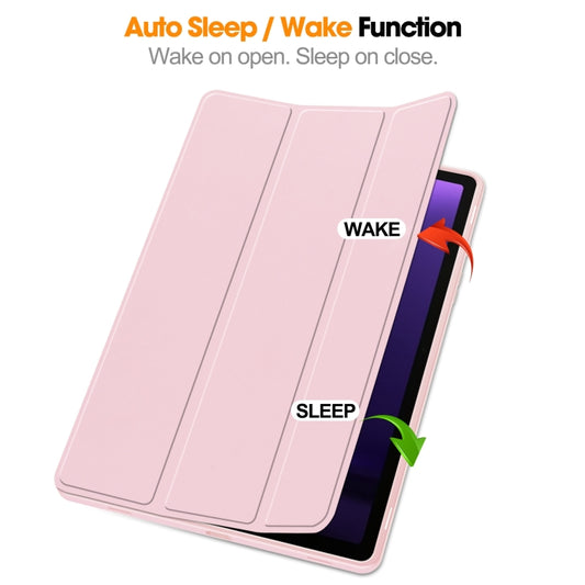 For Samsung Galaxy Tab S9 FE / S10 FE 3-Fold Pure Color TPU Smart Leather Tablet Case with Pen Slot(Pink) by bashfashion